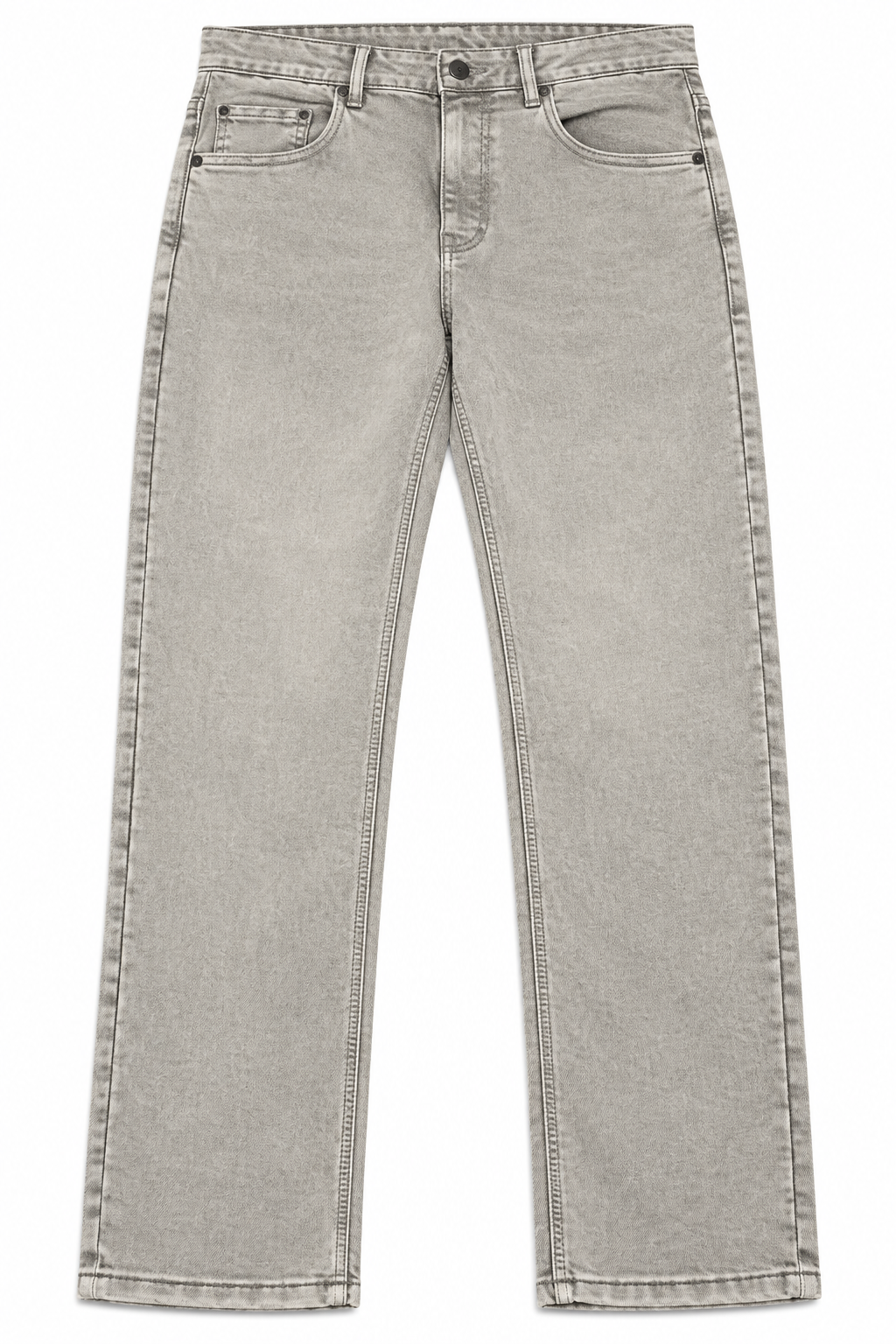 Light Grey Stone Washed Straight Jeans